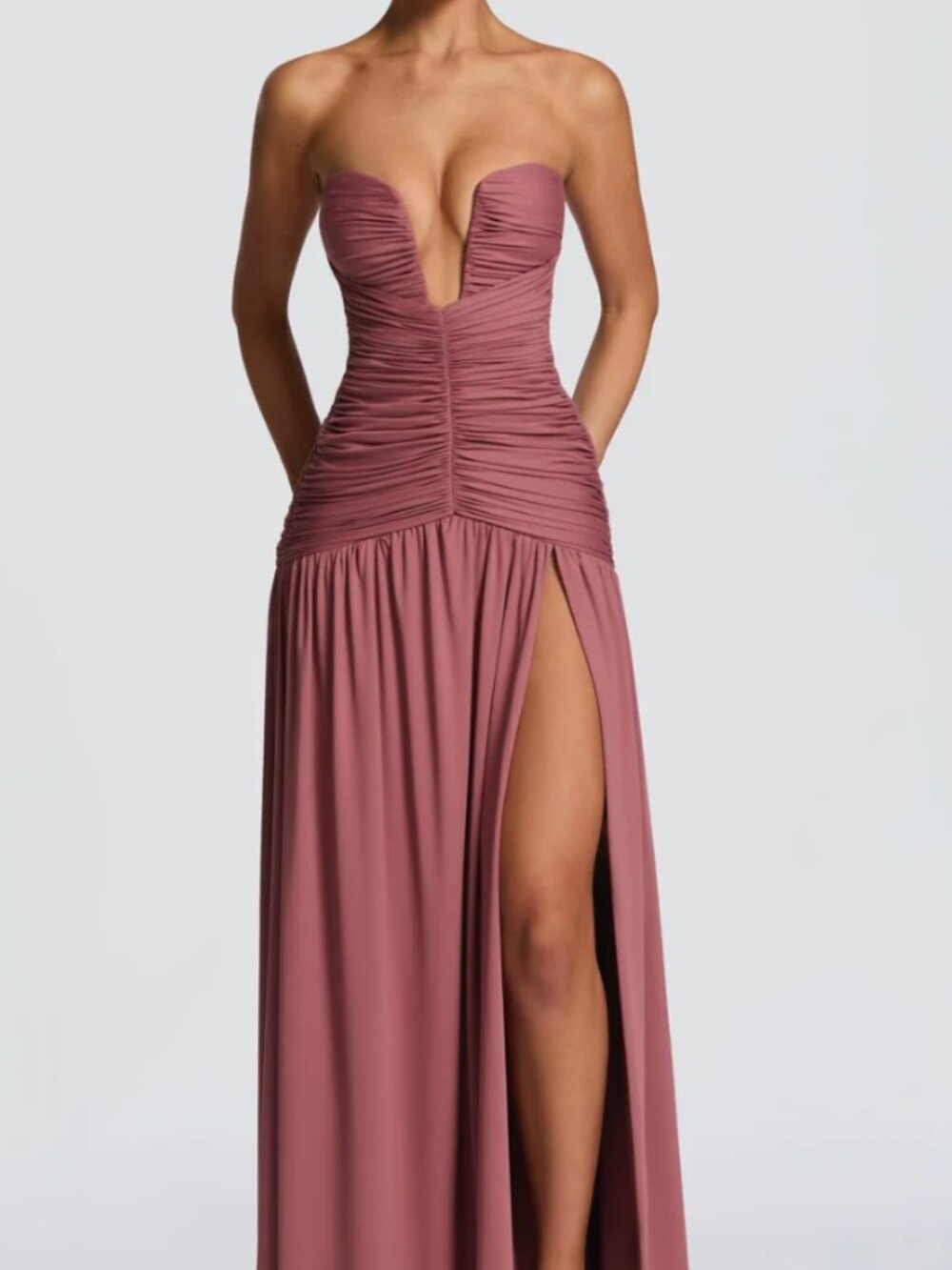 Babyboo Junia Maxi Dress Rose Brown Ruched Size S